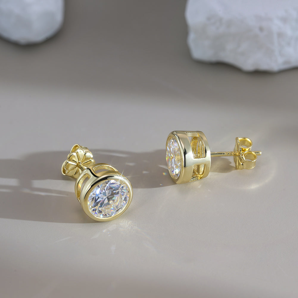 Puces Éclat Moissanite 1 ct - Argent 925 plaqué Or 14K