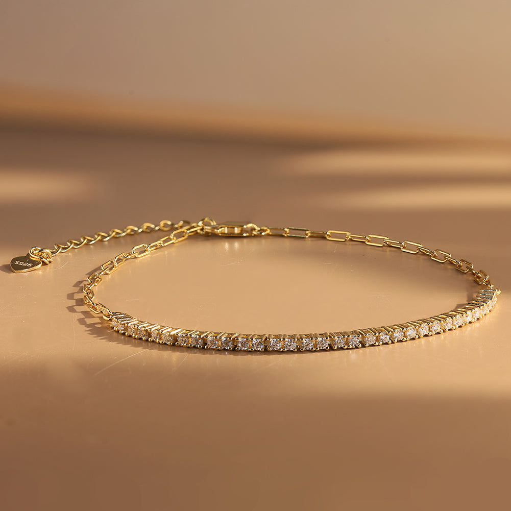 Bracelet tennis plaqué Or 14K